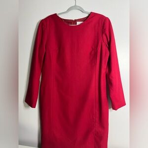 Vintage JG Hook 100% wool fully lined sheath dress w/ sleeves and front slit